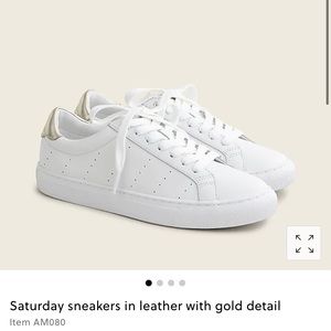 J crew Saturday leather sneakers with gold detail